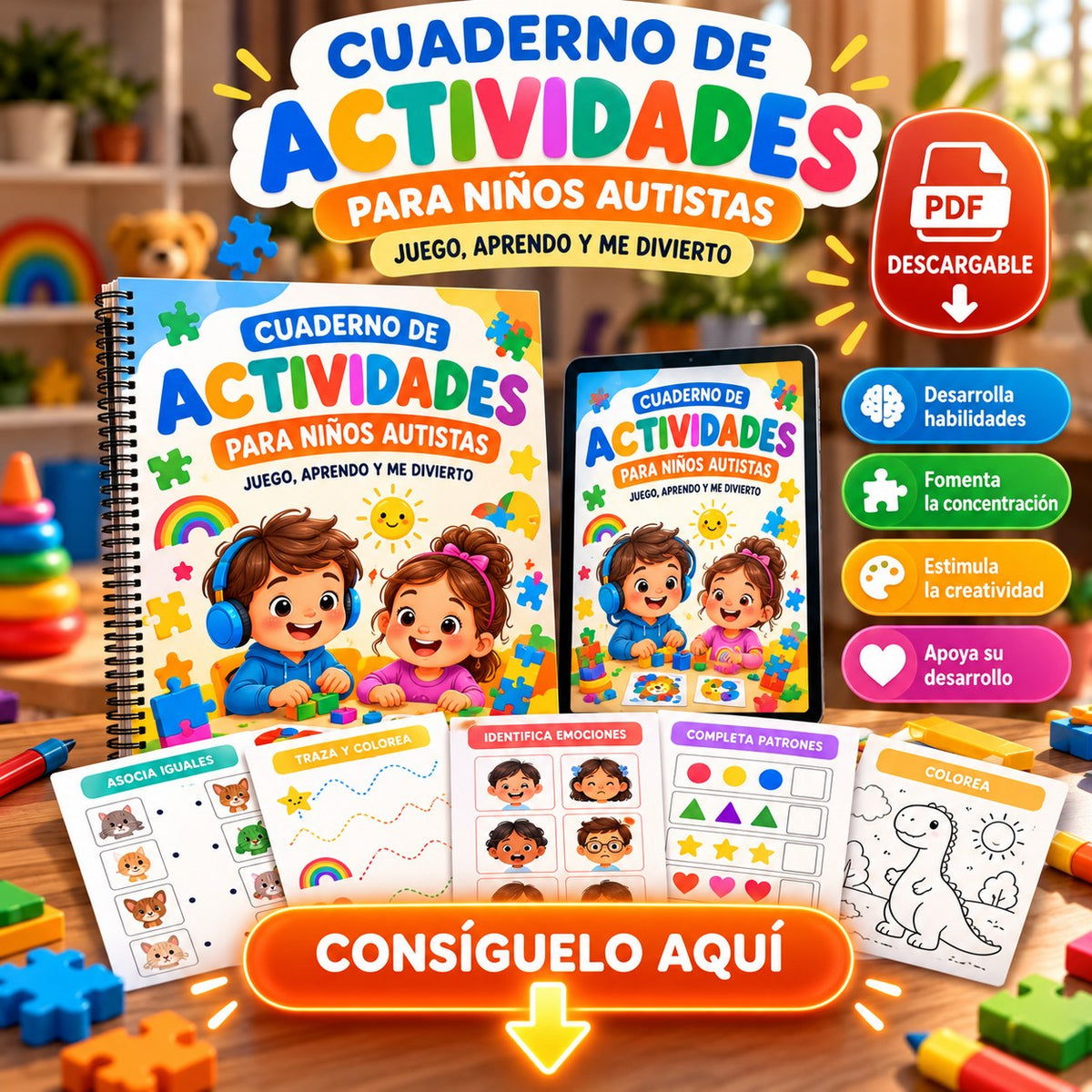Cuaderno de actividades para niños autistas en PDF